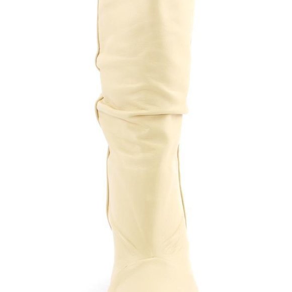 Plomo Dominique Boot Sand Ankle Bootie Fold over pointed toe Wedge Cream Beige - Picture 2 of 6